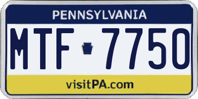 PA license plate MTF7750