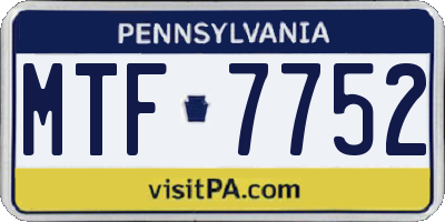PA license plate MTF7752