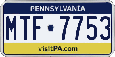 PA license plate MTF7753