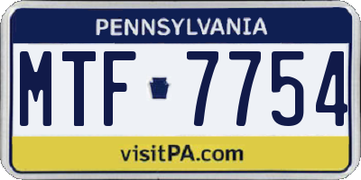 PA license plate MTF7754