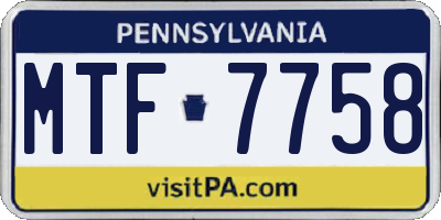 PA license plate MTF7758