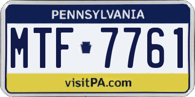PA license plate MTF7761