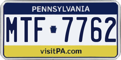 PA license plate MTF7762