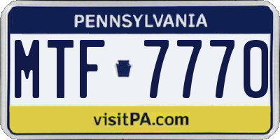 PA license plate MTF7770