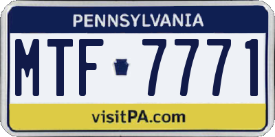 PA license plate MTF7771