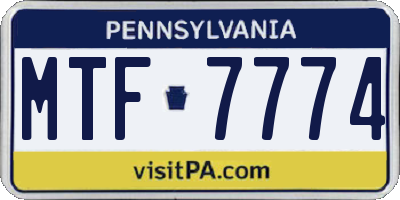 PA license plate MTF7774