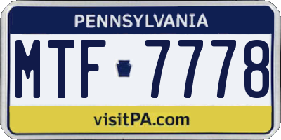 PA license plate MTF7778
