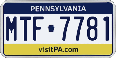 PA license plate MTF7781