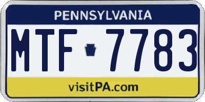 PA license plate MTF7783