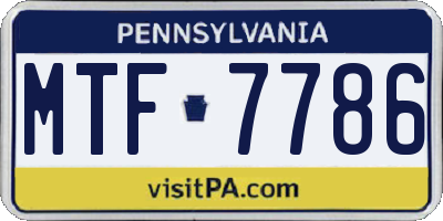 PA license plate MTF7786