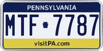 PA license plate MTF7787