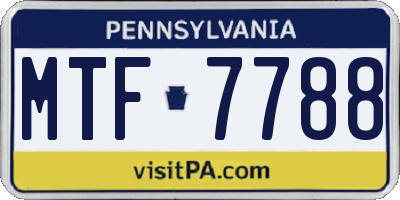 PA license plate MTF7788