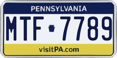PA license plate MTF7789
