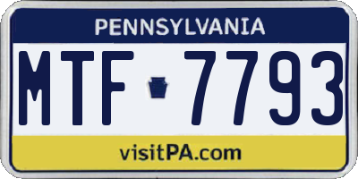 PA license plate MTF7793