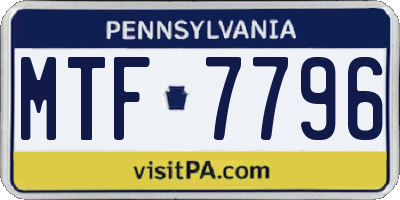 PA license plate MTF7796