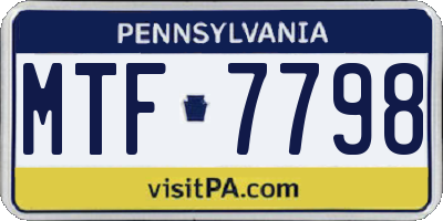 PA license plate MTF7798