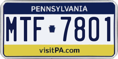 PA license plate MTF7801