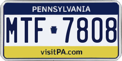 PA license plate MTF7808
