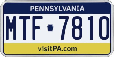 PA license plate MTF7810