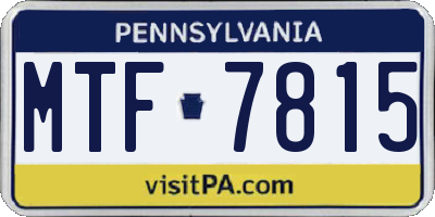 PA license plate MTF7815