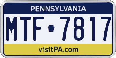 PA license plate MTF7817
