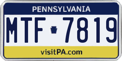 PA license plate MTF7819