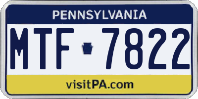 PA license plate MTF7822