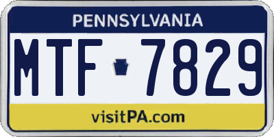 PA license plate MTF7829