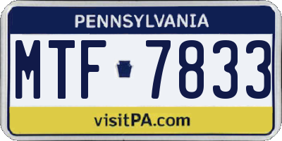 PA license plate MTF7833