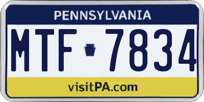 PA license plate MTF7834