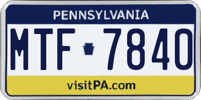 PA license plate MTF7840
