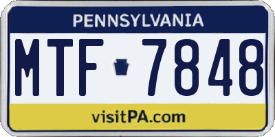 PA license plate MTF7848
