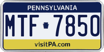 PA license plate MTF7850