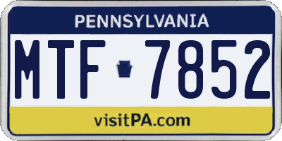 PA license plate MTF7852