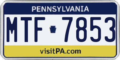PA license plate MTF7853