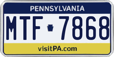 PA license plate MTF7868