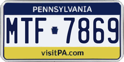 PA license plate MTF7869