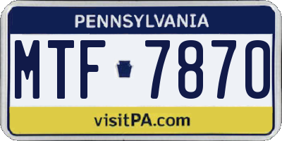 PA license plate MTF7870