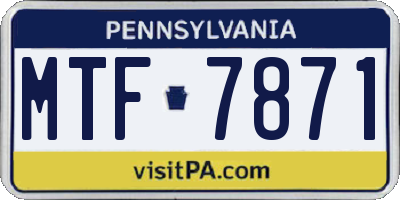 PA license plate MTF7871