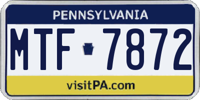 PA license plate MTF7872