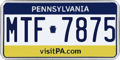 PA license plate MTF7875