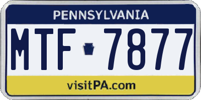 PA license plate MTF7877