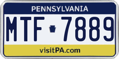 PA license plate MTF7889