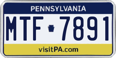 PA license plate MTF7891