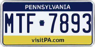 PA license plate MTF7893
