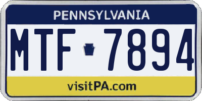 PA license plate MTF7894
