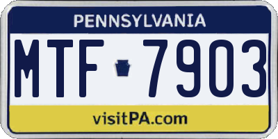 PA license plate MTF7903