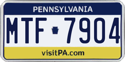 PA license plate MTF7904