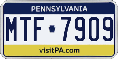 PA license plate MTF7909