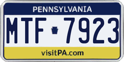 PA license plate MTF7923